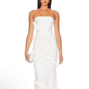 Revolve more to come Xandra Maxi White Strapless Lace Dress NWT XXS